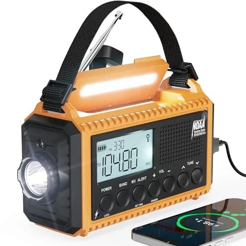 Mesqool NOAA Weather Alert Radio 5000mAh Solar Hand Crank Emergency Radio with AM/FM/SW, 172x94x63mm thumbnail 1