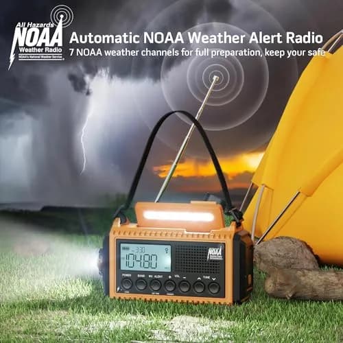 Mesqool NOAA Weather Alert Radio 5000mAh Solar Hand Crank Emergency Radio with AM/FM/SW, 172x94x63mm thumbnail 2