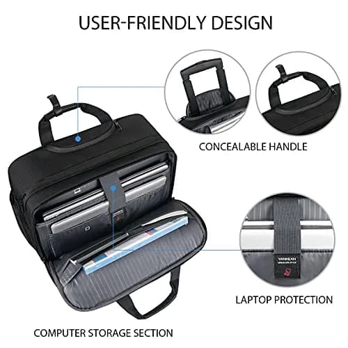 VANKEAN 17.3 Inch Rolling Laptop Bag with Wheels, Waterproof Overnight Business Briefcase | 43.9 cm (17.3") thumbnail 3