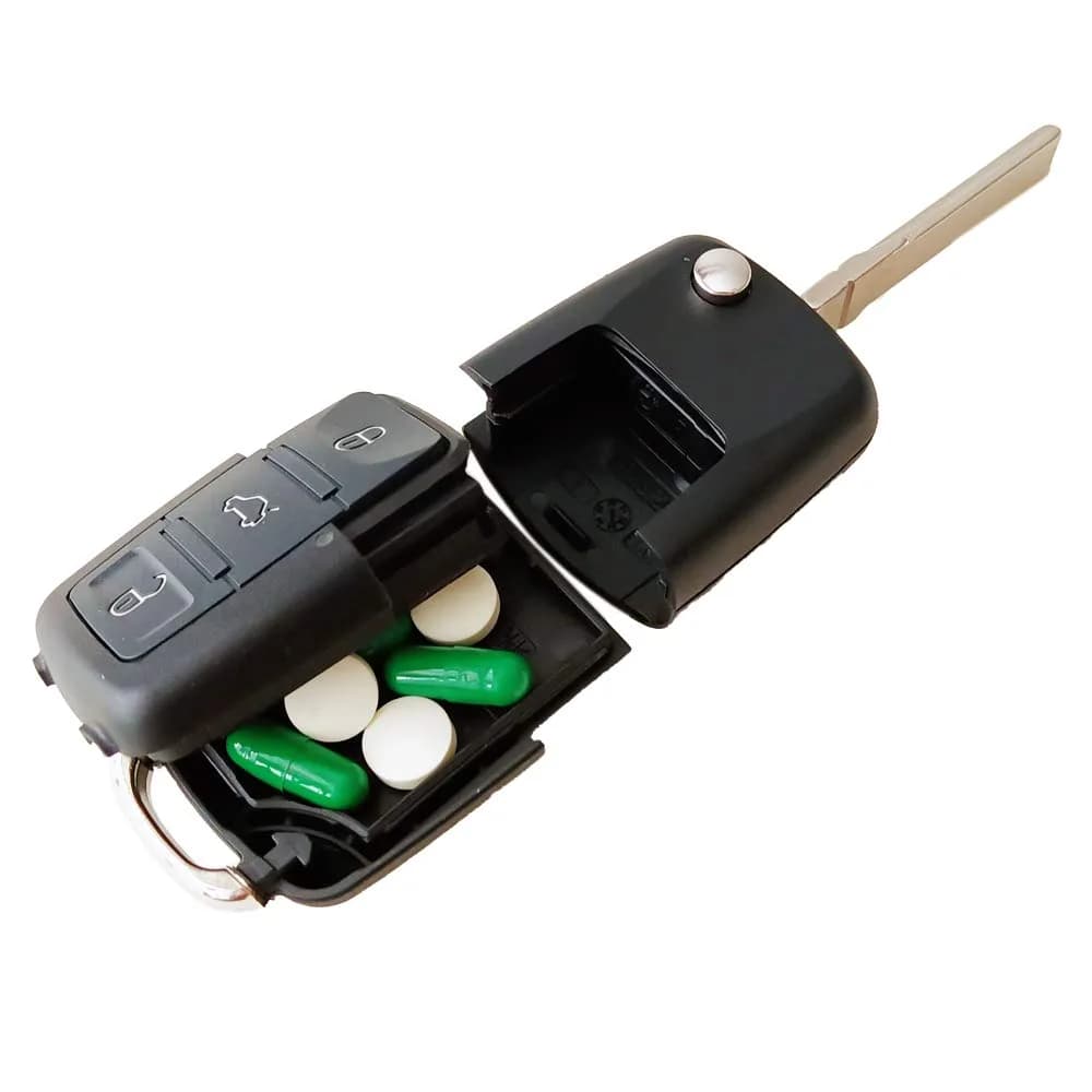 Secret Stash Fake Car Key Diversion Safe - Hidden Compartment 2.5cm x 2.3cm x 1cm | Discreet Storage Keychain — Black