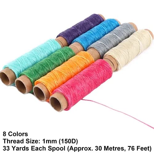 JANYUN Leather Sewing Thread 150D | Heavy Duty Waxed Cord for Leathercraft, 8 Colors, 33 Yards thumbnail 2