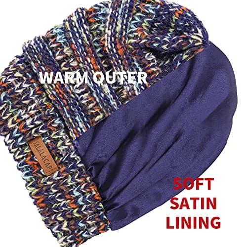Salalacap Womens Satin Lined Winter Beanie Cable Knit for Women Thick Chunky Hat Skull Warm Cap thumbnail 6
