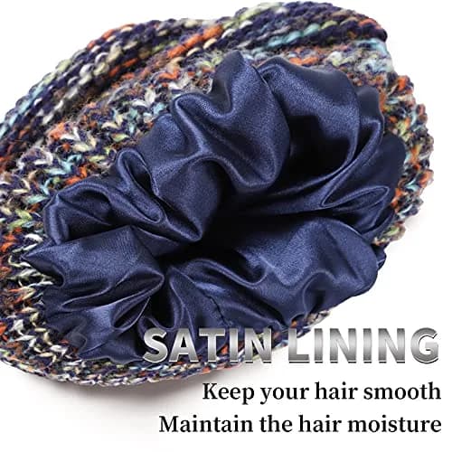 Salalacap Womens Satin Lined Winter Beanie Cable Knit for Women Thick Chunky Hat Skull Warm Cap thumbnail 2
