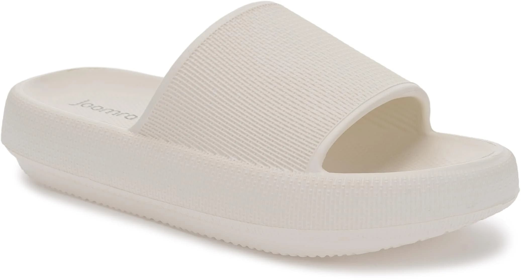 Joomra Pillow Slippers for Women & Men, Thick Sole Cloud Slides 3cm (1.2in) Heel, Beige | Comfortable & Non-Slip