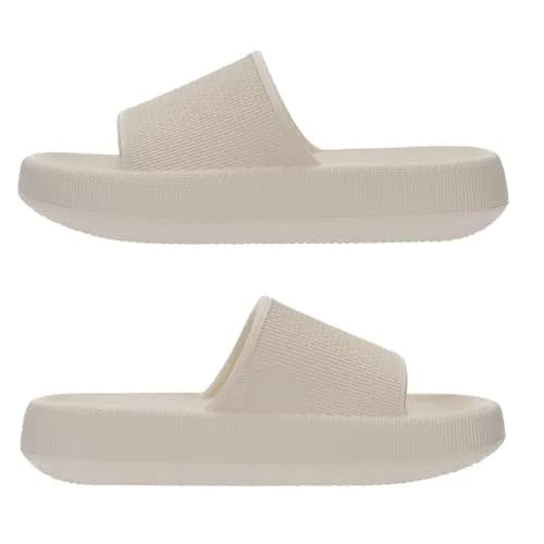Joomra Pillow Slippers for Women & Men, Thick Sole Cloud Slides 3cm (1.2in) Heel, Beige | Comfortable & Non-Slip thumbnail 6