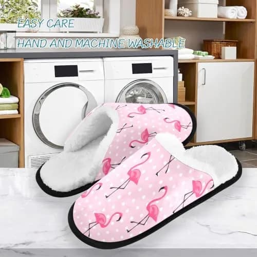 Umidedor Pink Flamingo Dots Slippers | Memory Foam Indoor House Shoes for Bedroom & Travel (US 5-8 / 9-12) thumbnail 3