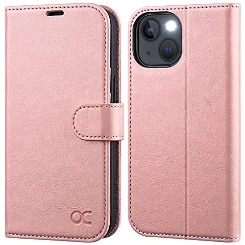 OCASE for iPhone 13 Wallet Case, Card Holder, Pink | RFID Shielding & Kickstand thumbnail 1