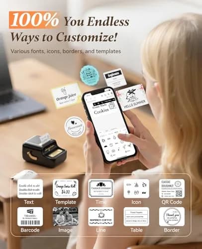 NIIMBOT B21 Label Maker Printer with 1 Pack 50x30mm White Labels | Portable Bluetooth iOS Android Compatible thumbnail 6