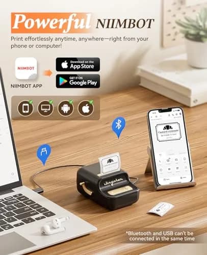 NIIMBOT B21 Label Maker Printer with 1 Pack 50x30mm White Labels | Portable Bluetooth iOS Android Compatible thumbnail 7