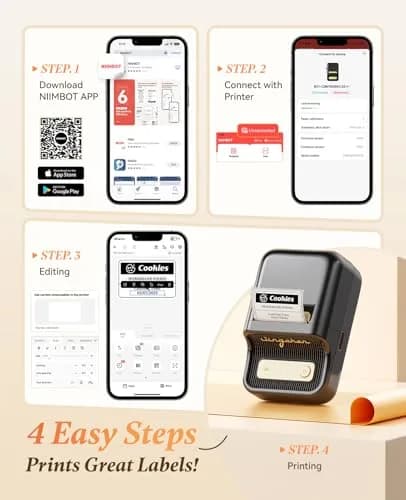 NIIMBOT B21 Label Maker Printer with 1 Pack 50x30mm White Labels | Portable Bluetooth iOS Android Compatible thumbnail 8