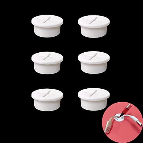 ZYYC 6 Pcs Cable Cord Grommet 2.9cm (1.14 Inch) Flexible White Silicone Wire Hole Cover | Organizes Cables for Desks and Entertainment Systems thumbnail 1