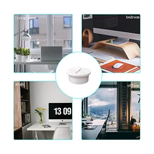 ZYYC 6 Pcs Cable Cord Grommet 2.9cm (1.14 Inch) Flexible White Silicone Wire Hole Cover | Organizes Cables for Desks and Entertainment Systems thumbnail 3