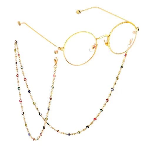 COLORFUL BLING Evil Eye Bead Face Mask Lanyard 69cm (27.6 inches) | Detachable Necklace for Eyeglass Holder thumbnail 4