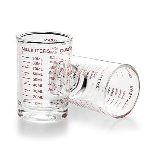 NCnnwovf 2 PACK Measuring Cup Shot Glass 90ML | Heavy Glass with Red Scale for Liquids & Dry thumbnail 1