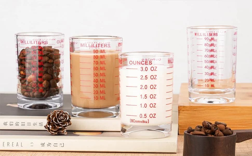 NCnnwovf 2 PACK Measuring Cup Shot Glass 90ML | Heavy Glass with Red Scale for Liquids & Dry thumbnail 2