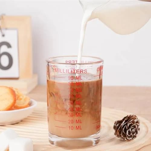 NCnnwovf 2 PACK Measuring Cup Shot Glass 90ML | Heavy Glass with Red Scale for Liquids & Dry thumbnail 6