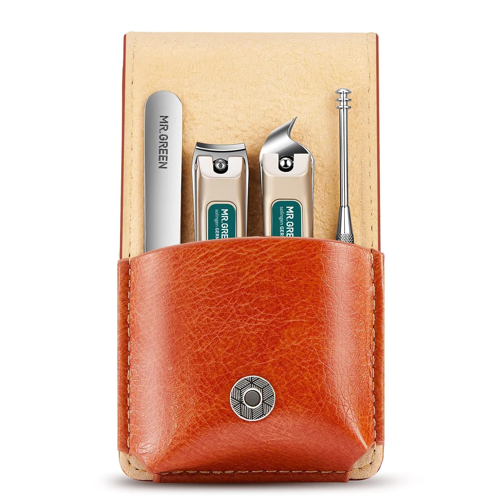 MR.GREEN Portable Manicure & Pedicure Set Mr-6103 | 5-Piece Stainless Steel Tool Kit with PU Leather Case