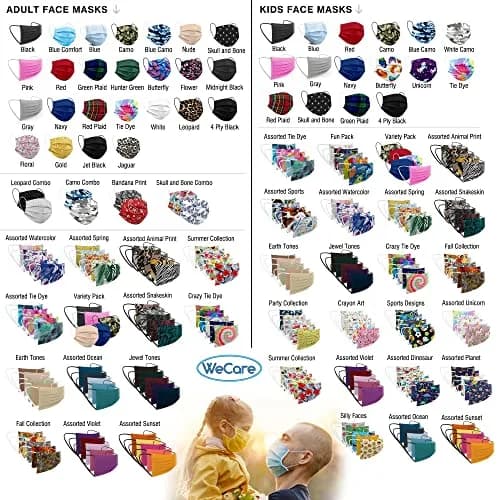 WECARE 50 Box, Individually-Wrapped Masks - Jet Black | 3 Ply Disposable Face Masks for Adults & Kids thumbnail 6