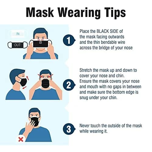 WECARE 50 Box, Individually-Wrapped Masks - Jet Black | 3 Ply Disposable Face Masks for Adults & Kids thumbnail 7