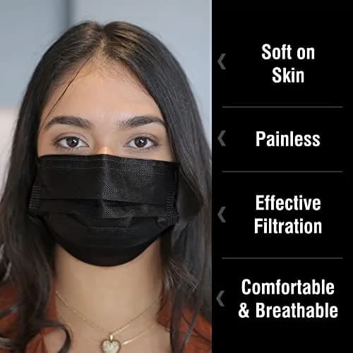 WECARE 50 Box, Individually-Wrapped Masks - Jet Black | 3 Ply Disposable Face Masks for Adults & Kids thumbnail 3