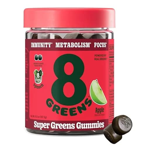 8G Supergreens Daily Gummies, Apple, 50 Servings | Supports Metabolism & Immunity thumbnail 1