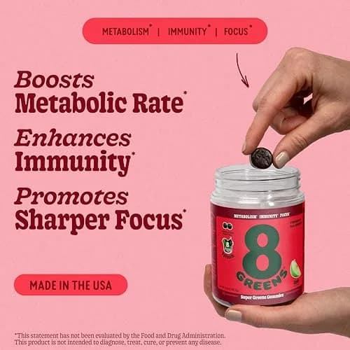 8G Supergreens Daily Gummies, Apple, 50 Servings | Supports Metabolism & Immunity thumbnail 2