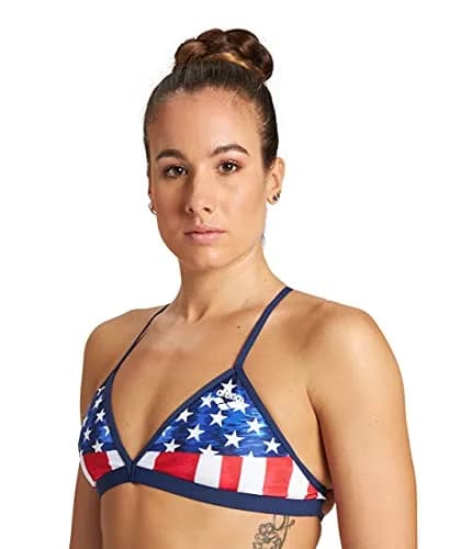 ARENA Women's Print Sport Bikini Tie Back MaxLife Swimsuit Top & Bottom, Stars & Stripes, Size 22 | Chlorine-Resistant & Durable (70-120 chars) thumbnail 1