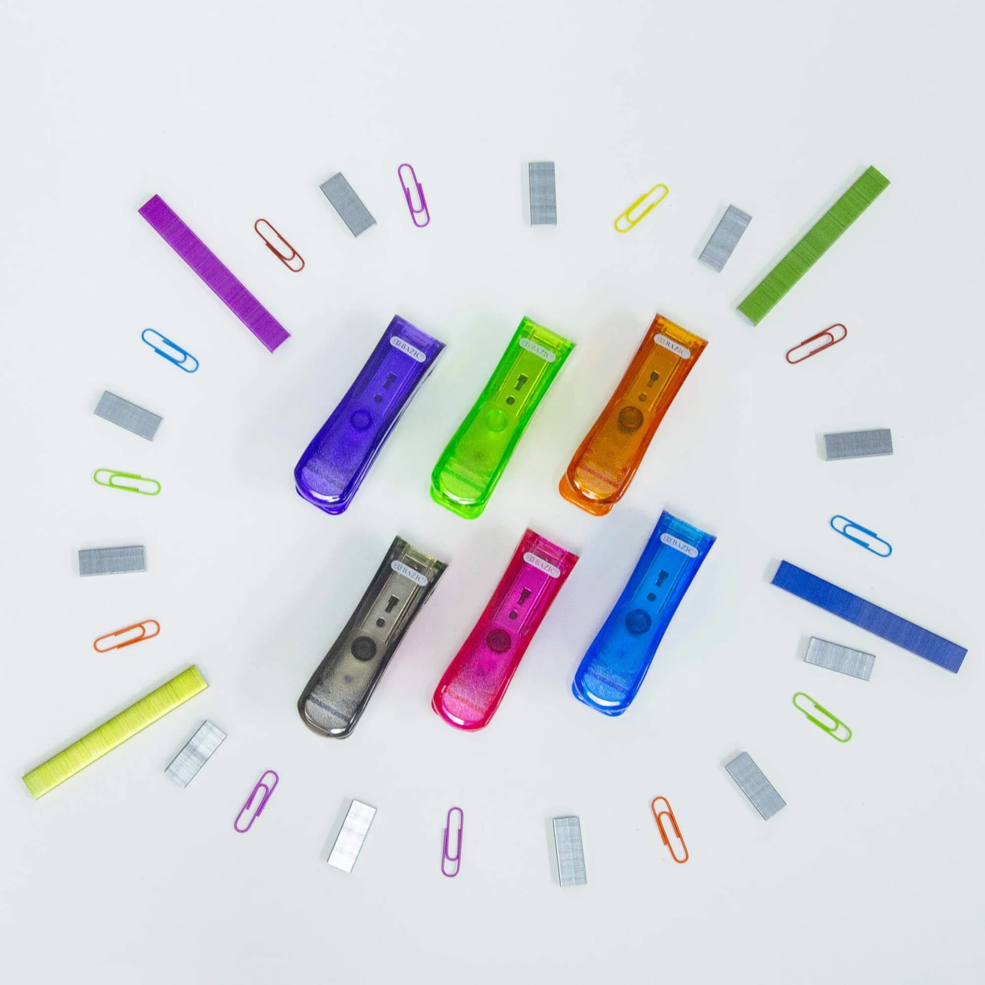 BAZIC Standard Staples 26/6 Chisel Point Bright Colors 3000 Count Staples, 4-Pack - view 3