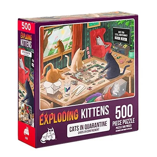 Exploding Kittens Cats in Quarantine 500 Piece Jigsaw Puzzle | Funny Cat-Themed Art for All Ages thumbnail 1