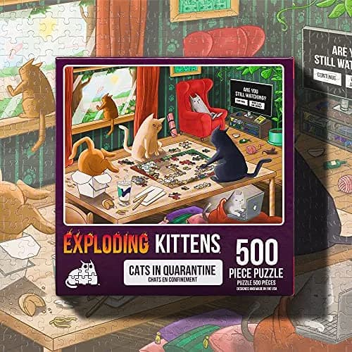 Exploding Kittens Cats in Quarantine 500 Piece Jigsaw Puzzle | Funny Cat-Themed Art for All Ages thumbnail 3