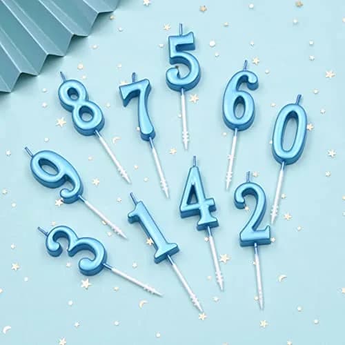 PHD CAKE Blue Numeral Birthday Candles 10.99 cm (4.33 inches) | Glitter Cake Topper for Parties thumbnail 3