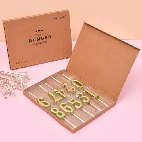 PHD CAKE Gold Numeral Birthday Candles 0-9, 11 cm (4.33 in) | Smokeless, Odorless, Glitter Cake Topper thumbnail 4