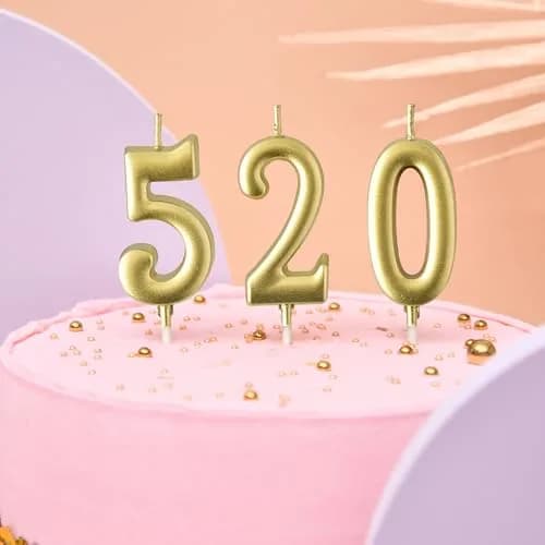 PHD CAKE Gold Numeral Birthday Candles 0-9, 11 cm (4.33 in) | Smokeless, Odorless, Glitter Cake Topper thumbnail 2