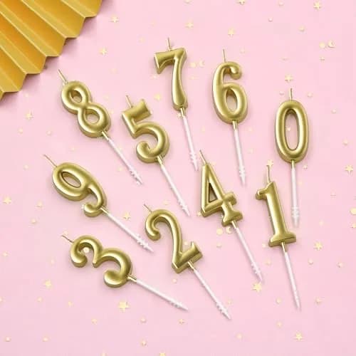 PHD CAKE Gold Numeral Birthday Candles 0-9, 11 cm (4.33 in) | Smokeless, Odorless, Glitter Cake Topper thumbnail 3