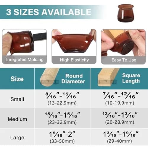 Ansible 24 Pcs Round Silicone Felt Chair Leg Floor Protectors L (33-50mm) | Protect Hardwood & Tile Floors thumbnail 5