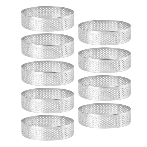 Frcctre 9 Pack 8cm (3.15 Inch) Stainless Steel Tart Rings | Perforated Molds for Tarts, Cakes & Desserts thumbnail 9