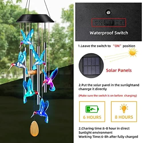 DesGully Wind Chimes 25 Inch Deep Tone Aluminum Tubes Garden Decor Gift thumbnail 6