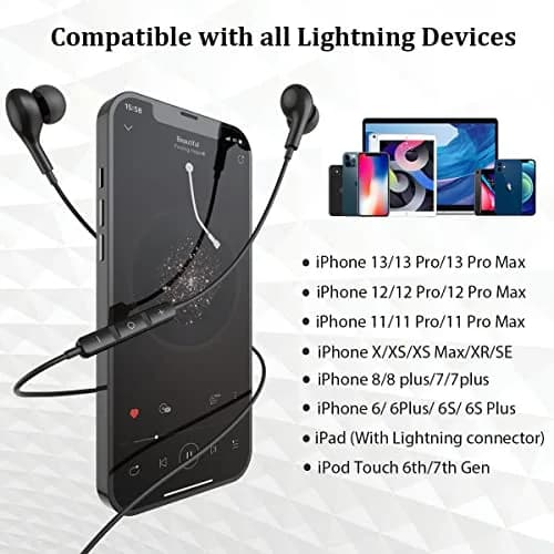 Guguearth Lightning Headphones Earphones Wired, MFi Certified & Magnetic | Premium Apple Lightning Earbuds for iPhone thumbnail 6