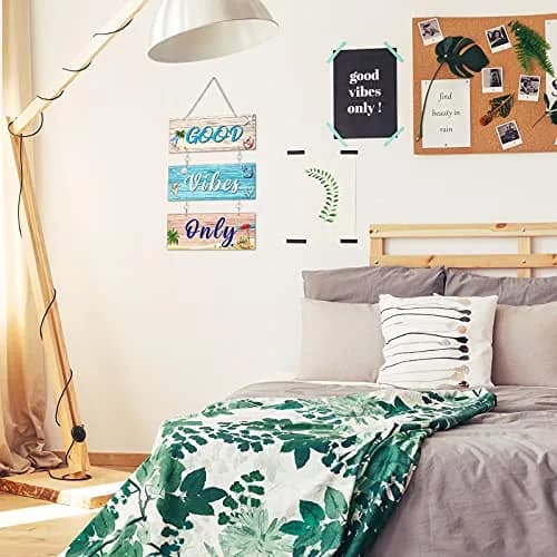 Hotop Metal Coastal Beach Wall Art Decor Good Vibes Only Sign 10 x 4 Inch | Vintage Style Beach Theme thumbnail 7