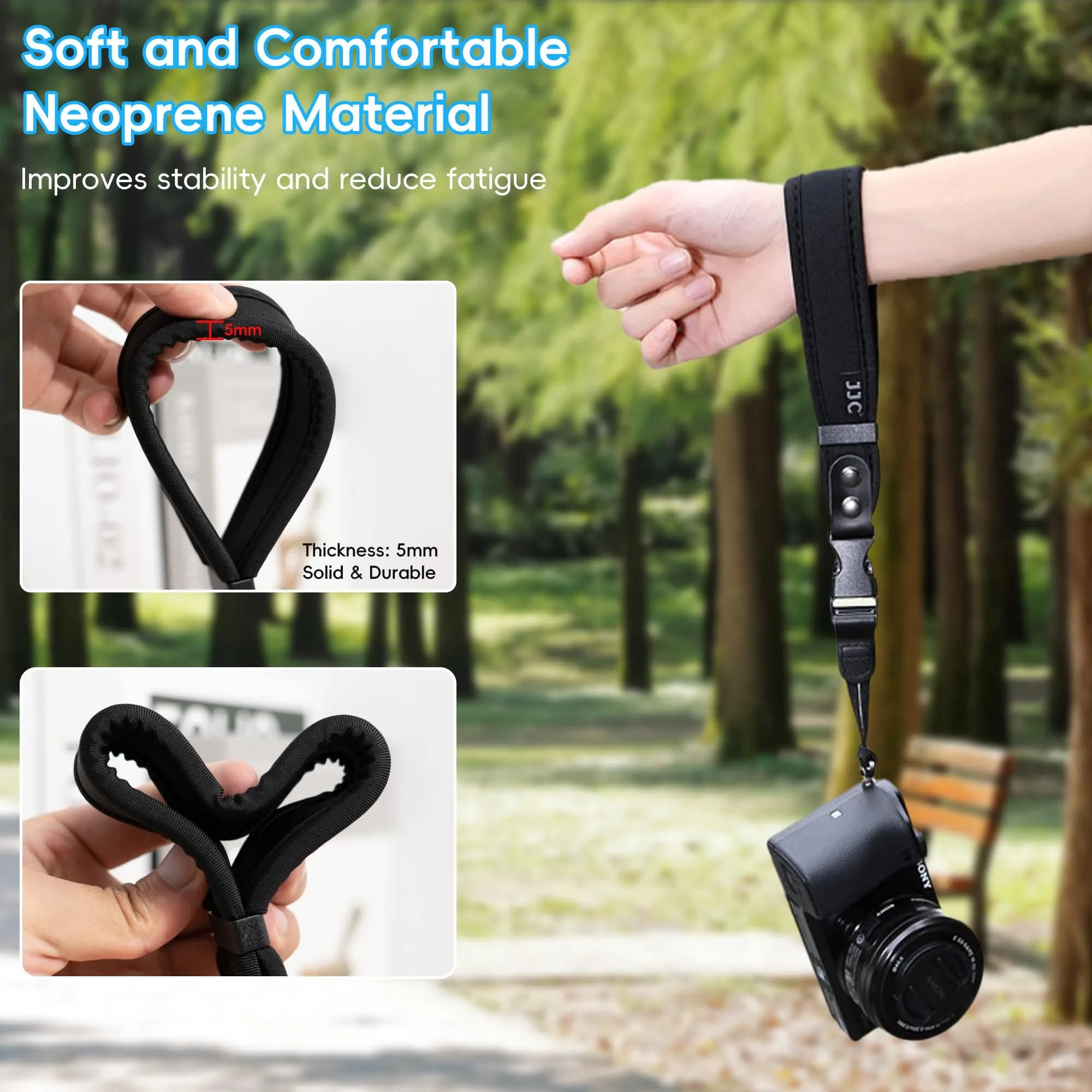 Kiorafoto Quick Release Soft Neoprene Camera Hand Grip Strap | 28.5 cm (11.2 in) - view 6
