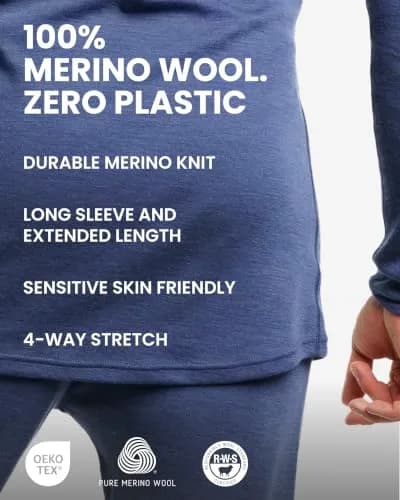 Merino.tech 100% Merino Wool Base Layer Men Set | Thermal Underwear for Men, X-Large, 250 Merinos, All-Season Comfort thumbnail 4