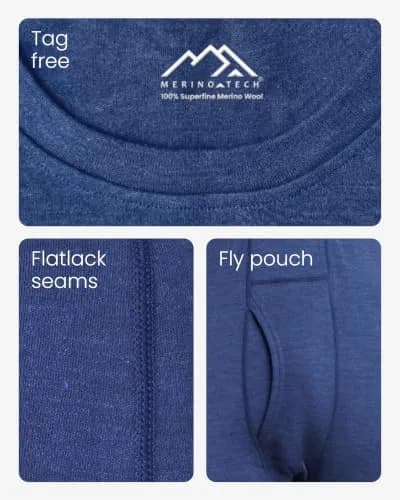Merino.tech 100% Merino Wool Base Layer Men Set | Thermal Underwear for Men, X-Large, 250 Merinos, All-Season Comfort thumbnail 7
