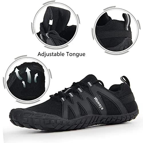 Weweya Men Barefoot Five Toe Wide Box Zero Drop Shoes Size 10 Black | Minimalist, Wide Toe Box, Zero Drop thumbnail 2