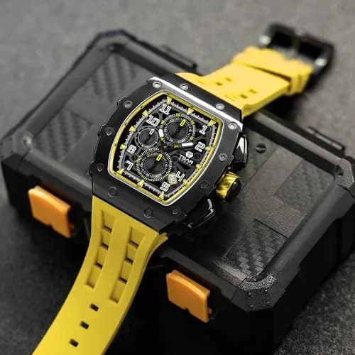 TSAR BOMBA Mens Quartz Wristwatch Waterproof 50M Tonneau Chronograph | Luxury Business Dress Watch (70-120 chars) thumbnail 2
