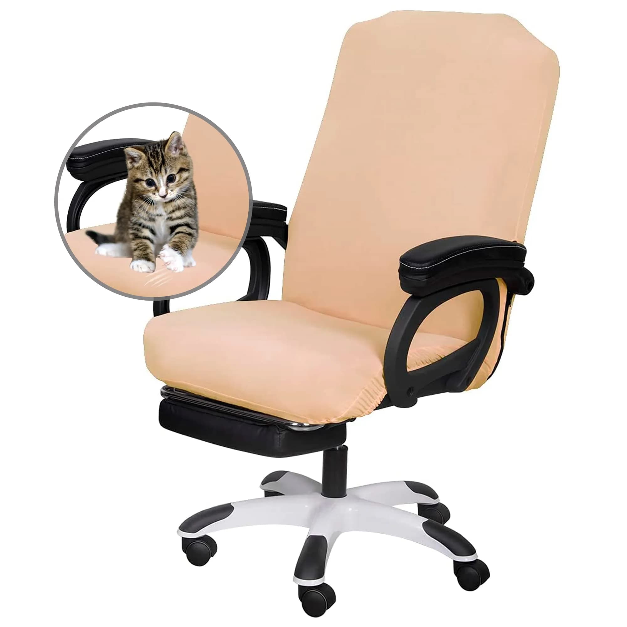 SARAFLORA Champagne Large Office Chair Cover | Stretch Fit, Removable, Washable Protector (1 Piece) - view 2