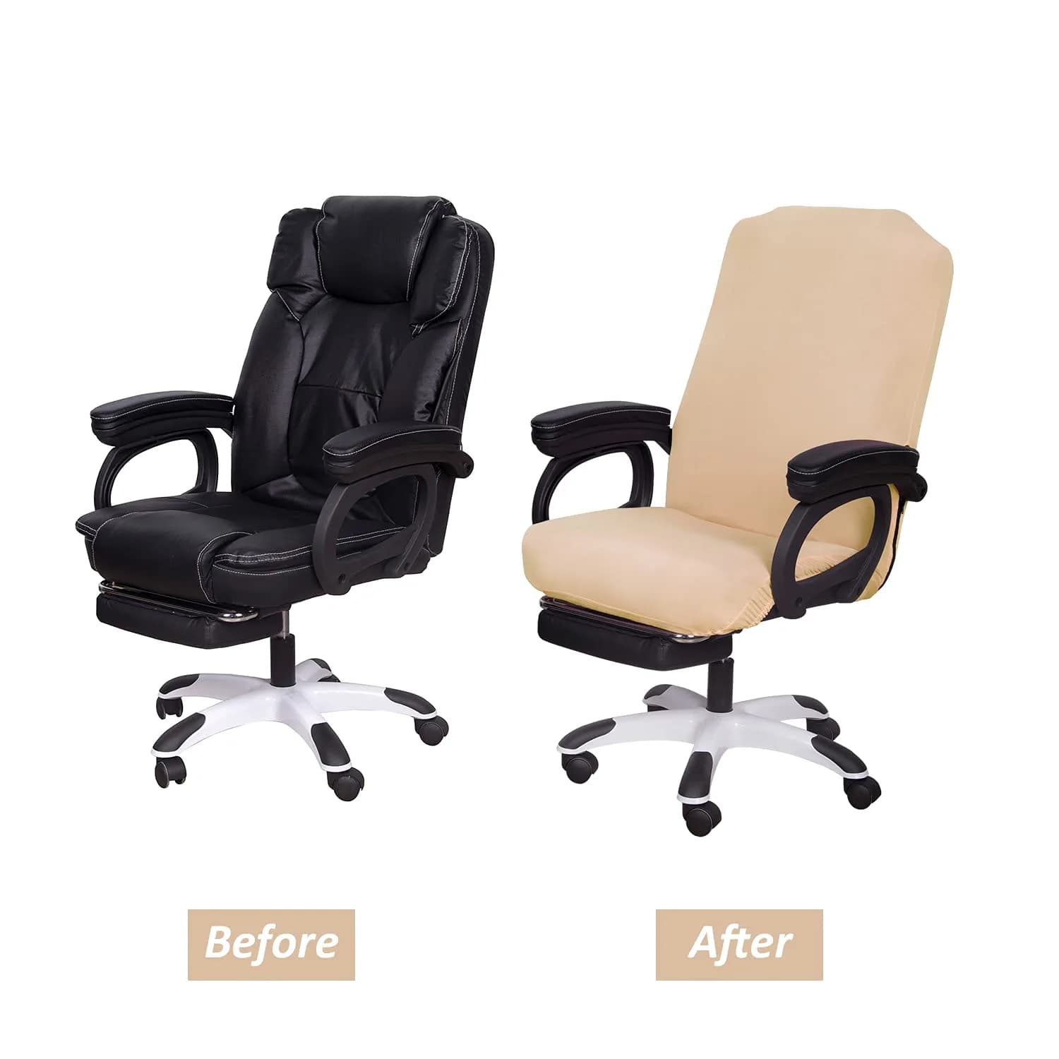 SARAFLORA Champagne Large Office Chair Cover | Stretch Fit, Removable, Washable Protector (1 Piece) - view 3