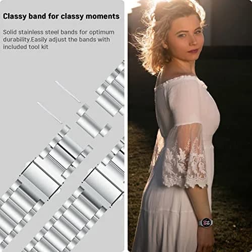 SPGUARD Metal Band Compatible with Samsung Galaxy Watch 7 6 5 4 Classic 40mm/42mm/43mm/44mm/45mm/46mm/47mm Silver | Adjustable Stainless Steel Strap thumbnail 6