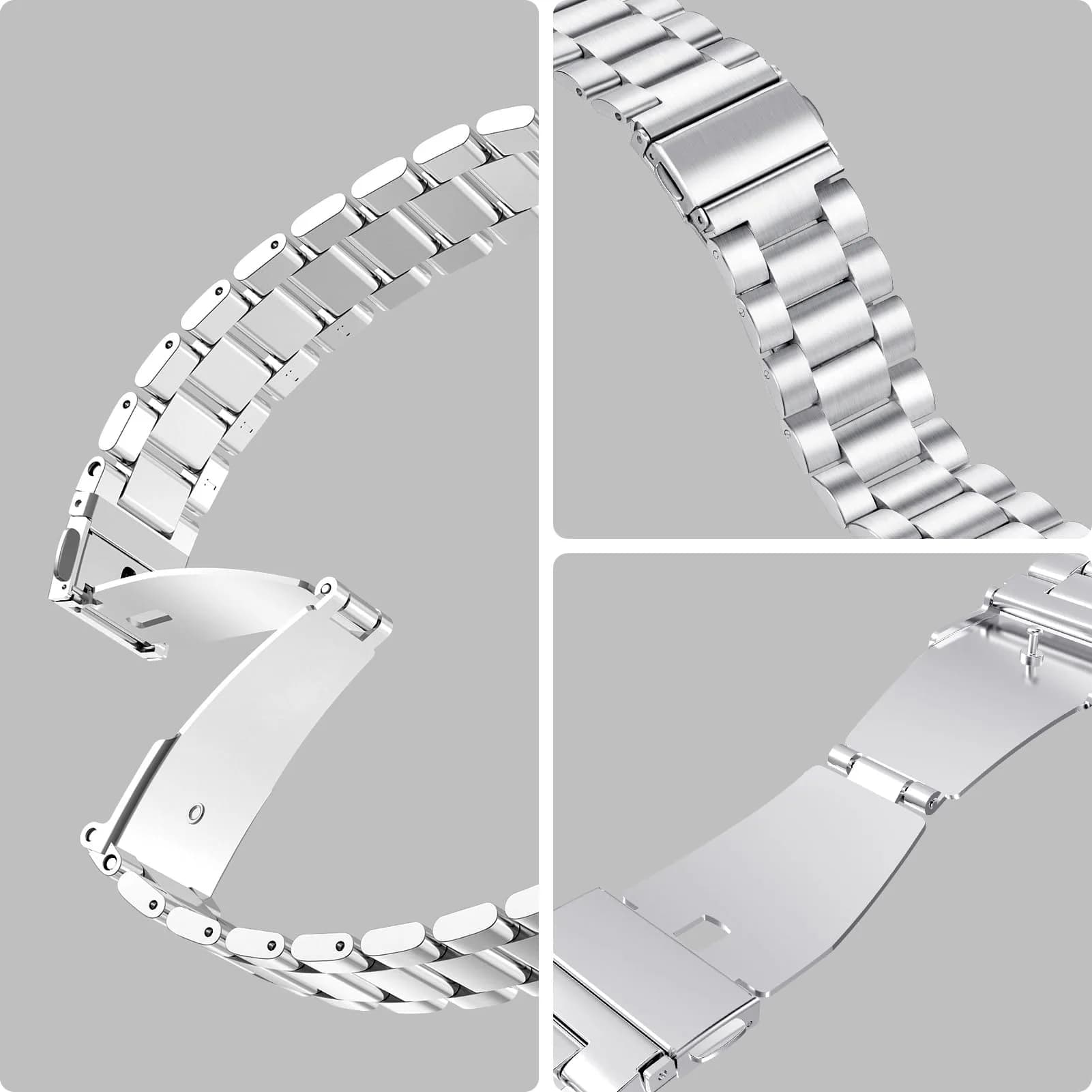 SPGUARD Metal Band Compatible with Samsung Galaxy Watch 7 6 5 4 Classic 40mm/42mm/43mm/44mm/45mm/46mm/47mm Silver | Adjustable Stainless Steel Strap - view 3