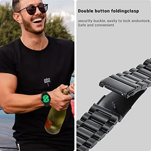 SPGUARD Metal Band Compatible with Samsung Galaxy Watch 7 6 5 4 Classic 40mm/44mm/45mm/42mm/46mm/43mm/47mm Black | Business Stainless Steel Casual Strap thumbnail 5