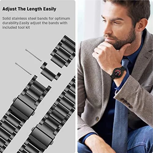 SPGUARD Metal Band Compatible with Samsung Galaxy Watch 7 6 5 4 Classic 40mm/44mm/45mm/42mm/46mm/43mm/47mm Black | Business Stainless Steel Casual Strap thumbnail 6